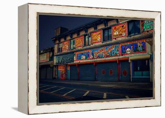 Sideshows at Coney Island New York B/W-null-Framed Stretched Canvas