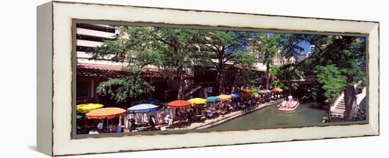 Sidewalk Cafe at the Riverside, San Antonio River Walk, River San Antonio, San Antonio, Texas, USA-null-Framed Stretched Canvas