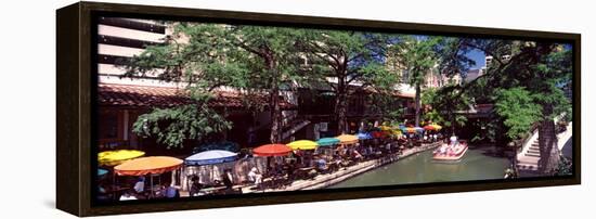 Sidewalk Cafe at the Riverside, San Antonio River Walk, River San Antonio, San Antonio, Texas, USA-null-Framed Stretched Canvas