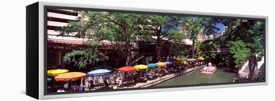 Sidewalk Cafe at the Riverside, San Antonio River Walk, River San Antonio, San Antonio, Texas, USA-null-Framed Stretched Canvas