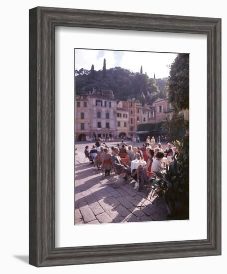 Sidewalk Cafe Sitters Taking in the Evening Sun at Portofino, Italy-Ralph Crane-Framed Photographic Print