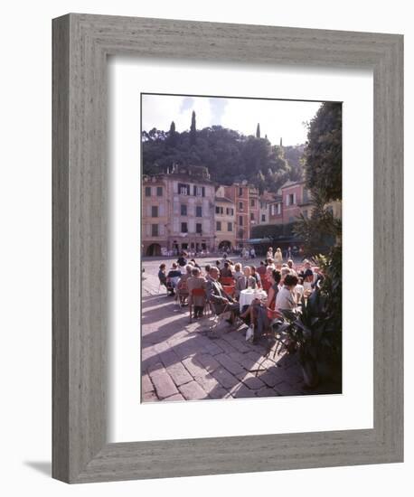 Sidewalk Cafe Sitters Taking in the Evening Sun at Portofino, Italy-Ralph Crane-Framed Photographic Print