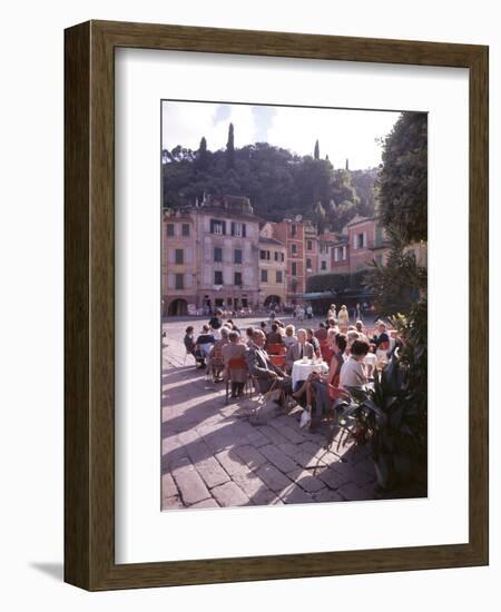 Sidewalk Cafe Sitters Taking in the Evening Sun at Portofino, Italy-Ralph Crane-Framed Photographic Print