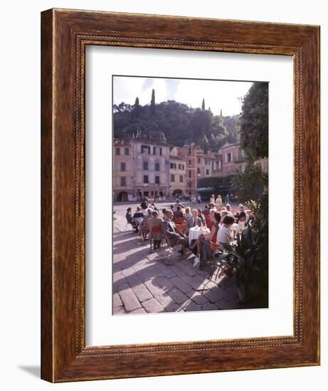 Sidewalk Cafe Sitters Taking in the Evening Sun at Portofino, Italy-Ralph Crane-Framed Photographic Print