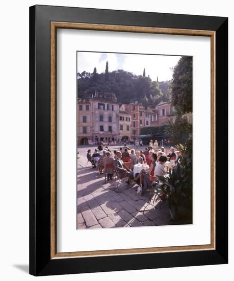 Sidewalk Cafe Sitters Taking in the Evening Sun at Portofino, Italy-Ralph Crane-Framed Photographic Print