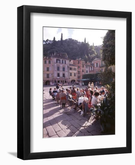 Sidewalk Cafe Sitters Taking in the Evening Sun at Portofino, Italy-Ralph Crane-Framed Photographic Print