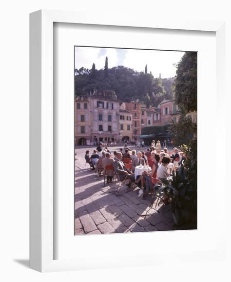 Sidewalk Cafe Sitters Taking in the Evening Sun at Portofino, Italy-Ralph Crane-Framed Photographic Print