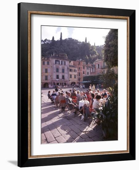 Sidewalk Cafe Sitters Taking in the Evening Sun at Portofino, Italy-Ralph Crane-Framed Photographic Print