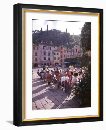 Sidewalk Cafe Sitters Taking in the Evening Sun at Portofino, Italy-Ralph Crane-Framed Photographic Print