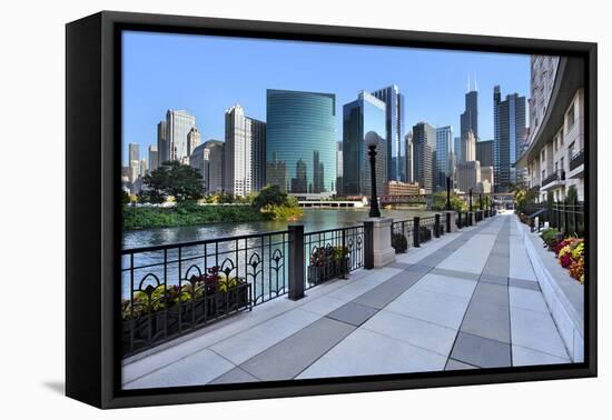 Sidewalk Skyline River-Larry Malvin-Framed Premier Image Canvas