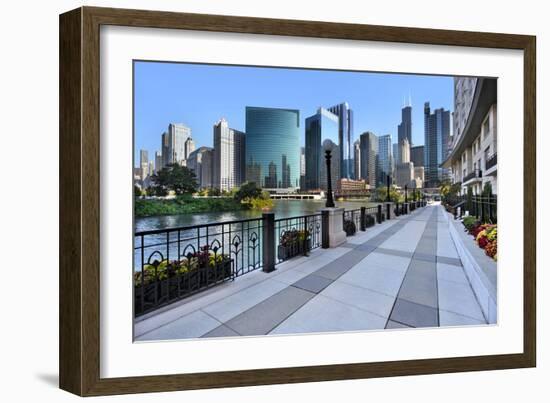 Sidewalk Skyline River-Larry Malvin-Framed Photographic Print