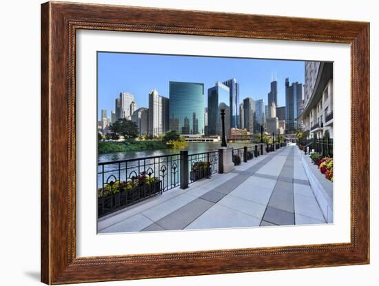 Sidewalk Skyline River-Larry Malvin-Framed Photographic Print