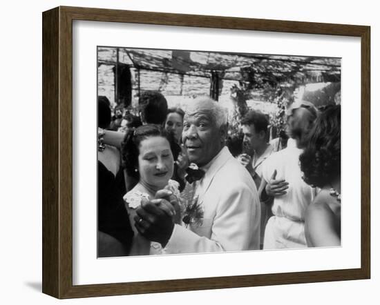 Sidney Bechet Dancing with His Wife, Elizabeth Ziegler, at their Wedding at Antibes French Riviera-null-Framed Photographic Print