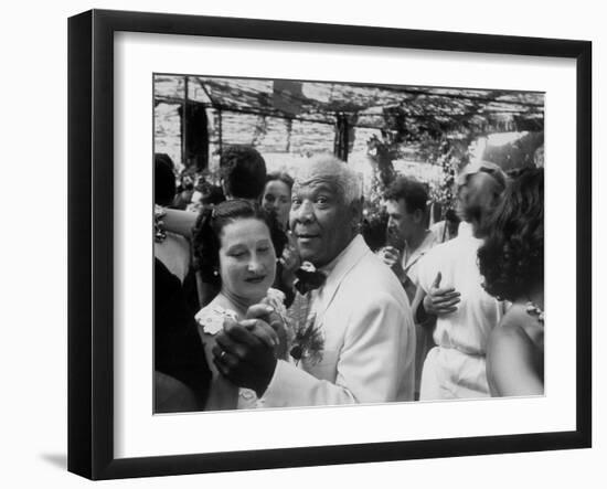 Sidney Bechet Dancing with His Wife, Elizabeth Ziegler, at their Wedding at Antibes French Riviera-null-Framed Photographic Print