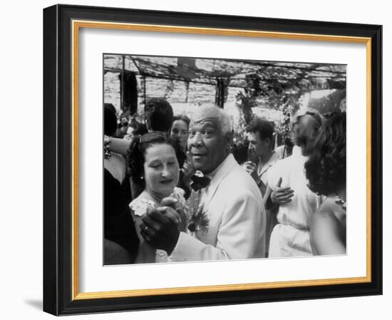 Sidney Bechet Dancing with His Wife, Elizabeth Ziegler, at their Wedding at Antibes French Riviera-null-Framed Photographic Print