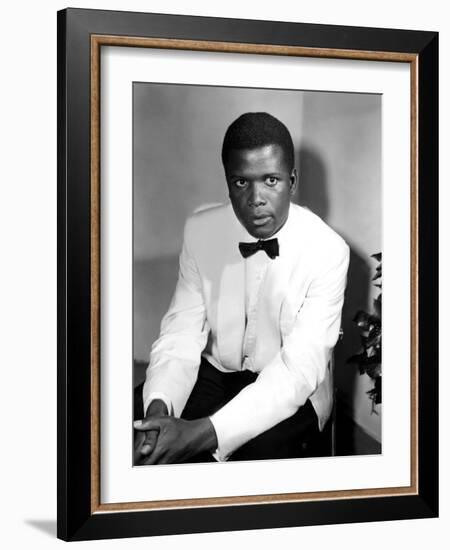 Sidney Poitier, on the Set for the Film Mark of the Hawk, 1957-null-Framed Photo