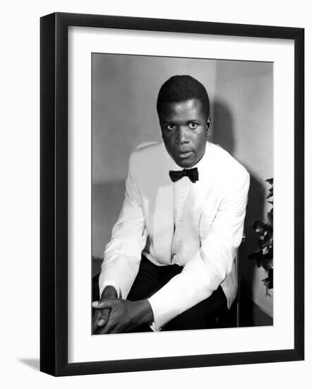 Sidney Poitier, on the Set for the Film Mark of the Hawk, 1957-null-Framed Photo
