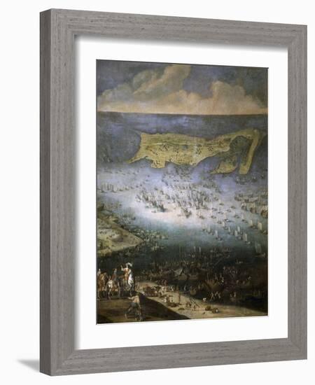 Siège de la citadelle de Saint-Martin dans l'île de Rhé, en 1625-null-Framed Giclee Print