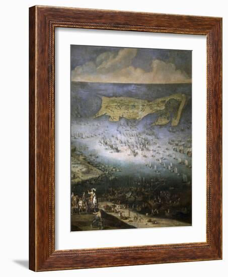 Siège de la citadelle de Saint-Martin dans l'île de Rhé, en 1625-null-Framed Giclee Print