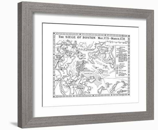 Siege of Boston Map-null-Framed Giclee Print