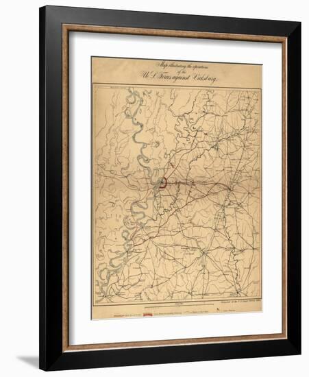 Siege of Vicksburg - Civil War Panoramic Map-Lantern Press-Framed Art Print