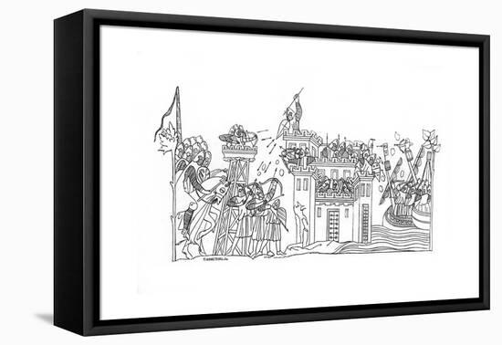 Siege Scene, C1260-Henry Shaw-Framed Premier Image Canvas