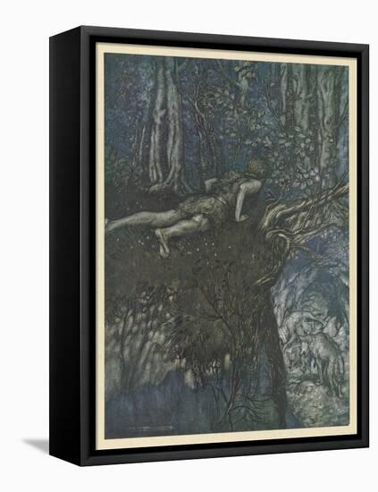 Siegfied in the Forest-Arthur Rackham-Framed Stretched Canvas