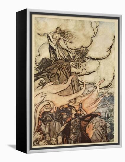 Siegfried leaves Brunnhilde in search of adventure, from 'Siegfried and the Twilight of Gods'-Arthur Rackham-Framed Premier Image Canvas