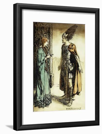 Siegfried Meets Gutrune: The Twilight of the Gods, 1911-Arthur Rackham-Framed Giclee Print