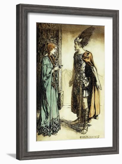 Siegfried Meets Gutrune: The Twilight of the Gods, 1911-Arthur Rackham-Framed Giclee Print