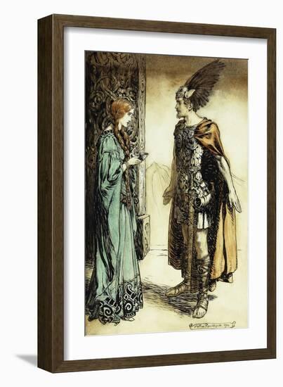 Siegfried Meets Gutrune: The Twilight of the Gods, 1911-Arthur Rackham-Framed Giclee Print