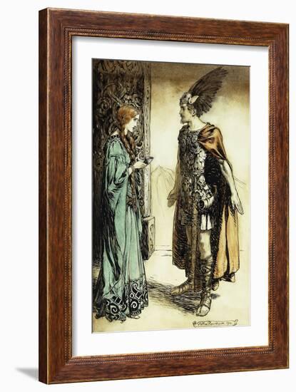 Siegfried Meets Gutrune: The Twilight of the Gods, 1911-Arthur Rackham-Framed Giclee Print