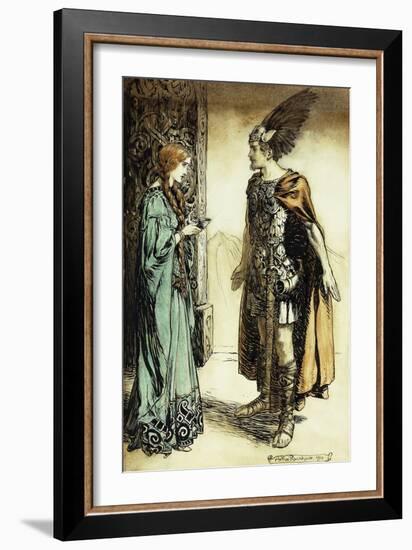 Siegfried Meets Gutrune: The Twilight of the Gods, 1911-Arthur Rackham-Framed Giclee Print