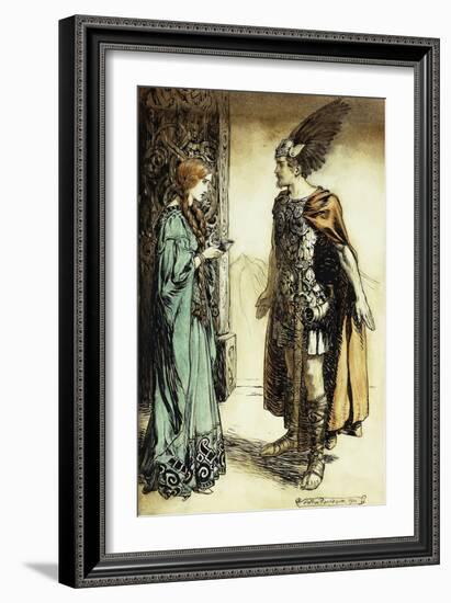 Siegfried Meets Gutrune: The Twilight of the Gods, 1911-Arthur Rackham-Framed Giclee Print