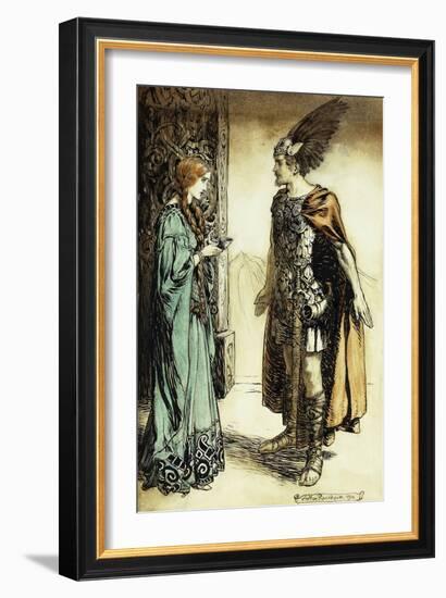 Siegfried Meets Gutrune: The Twilight of the Gods, 1911-Arthur Rackham-Framed Giclee Print