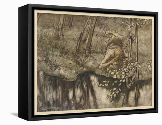 Siegfried Sees Himself-Arthur Rackham-Framed Stretched Canvas