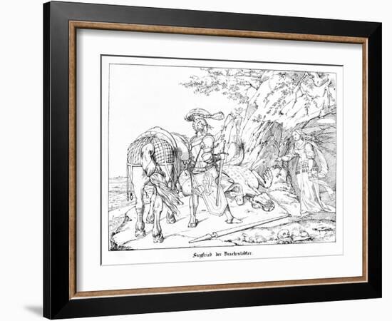 Siegfried, the Dragonslayer, Engraved by J. Dielmann-Alfred Rethel-Framed Giclee Print