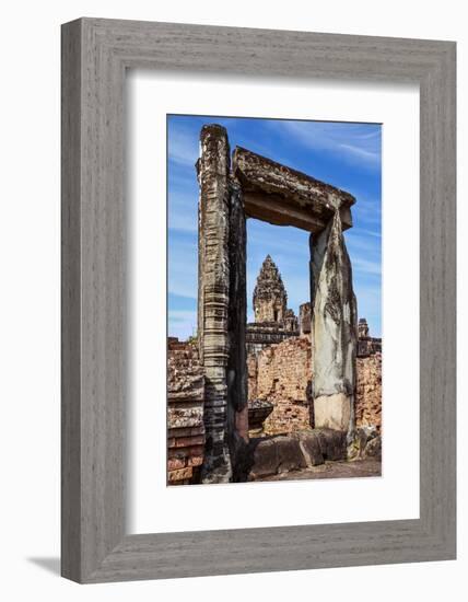 Siem Reap, Cambodia. Ancient doorway still standing through which the spires and statues atop of th-Miva Stock-Framed Photographic Print