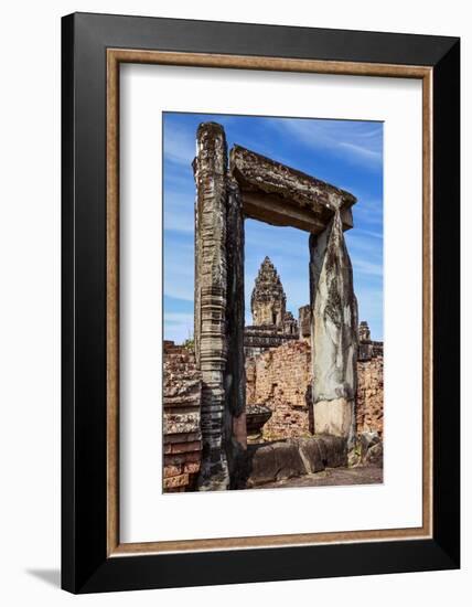 Siem Reap, Cambodia. Ancient doorway still standing through which the spires and statues atop of th-Miva Stock-Framed Photographic Print