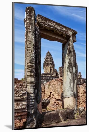 Siem Reap, Cambodia. Ancient doorway still standing through which the spires and statues atop of th-Miva Stock-Mounted Photographic Print