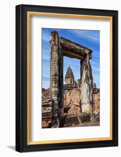 Siem Reap, Cambodia. Ancient doorway still standing through which the spires and statues atop of th-Miva Stock-Framed Photographic Print