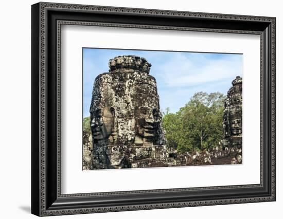 Siem Reap, Cambodia. Ancient ruins and towers of the Bayon Temple in Angkor Thom-Miva Stock-Framed Photographic Print