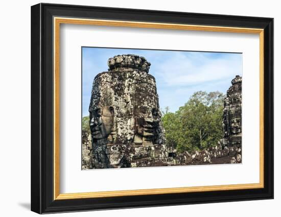 Siem Reap, Cambodia. Ancient ruins and towers of the Bayon Temple in Angkor Thom-Miva Stock-Framed Photographic Print