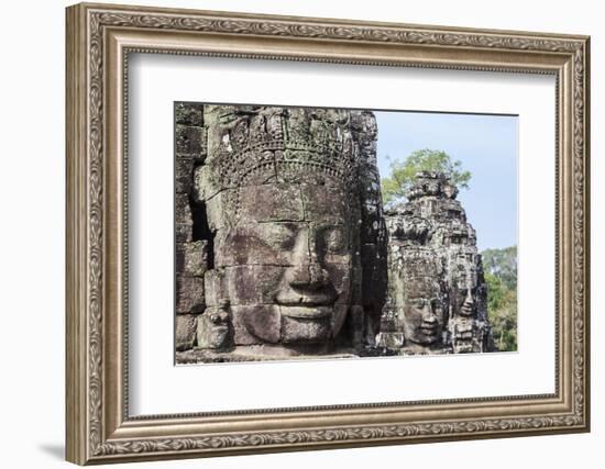 Siem Reap, Cambodia. Ancient ruins and towers of the Bayon Temple in Angkor Thom-Miva Stock-Framed Photographic Print