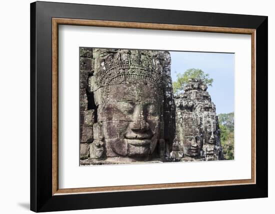 Siem Reap, Cambodia. Ancient ruins and towers of the Bayon Temple in Angkor Thom-Miva Stock-Framed Photographic Print