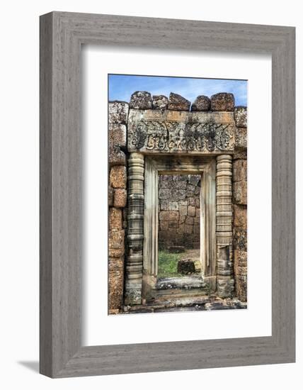 Siem Reap, Cambodia. Ornate doorway leads to the ancient ruins and towers of the Bayon Temple, Pre -Miva Stock-Framed Photographic Print