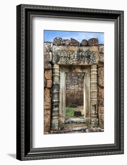 Siem Reap, Cambodia. Ornate doorway leads to the ancient ruins and towers of the Bayon Temple, Pre -Miva Stock-Framed Photographic Print