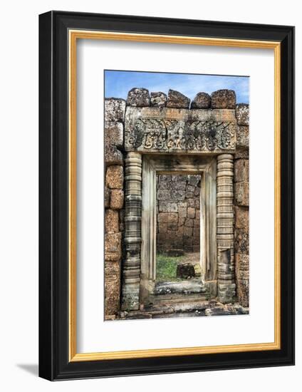 Siem Reap, Cambodia. Ornate doorway leads to the ancient ruins and towers of the Bayon Temple, Pre -Miva Stock-Framed Photographic Print