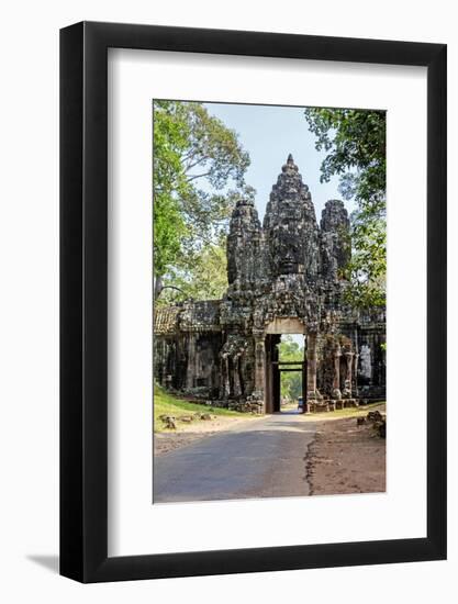 Siem Reap, Cambodia. Victory gate in the east of Angkor Thom, Avalokiteshvara face tower, western v-Miva Stock-Framed Photographic Print