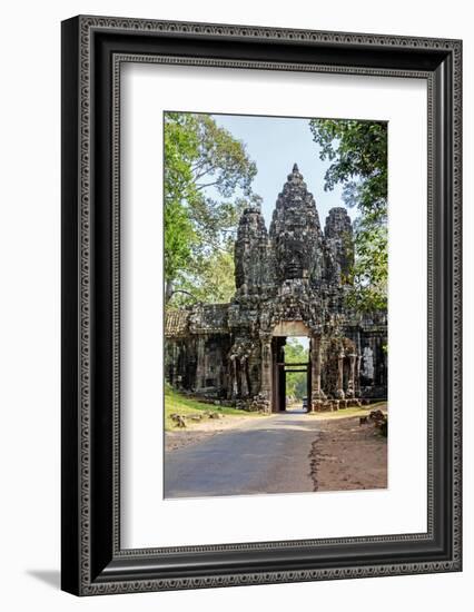 Siem Reap, Cambodia. Victory gate in the east of Angkor Thom, Avalokiteshvara face tower, western v-Miva Stock-Framed Photographic Print